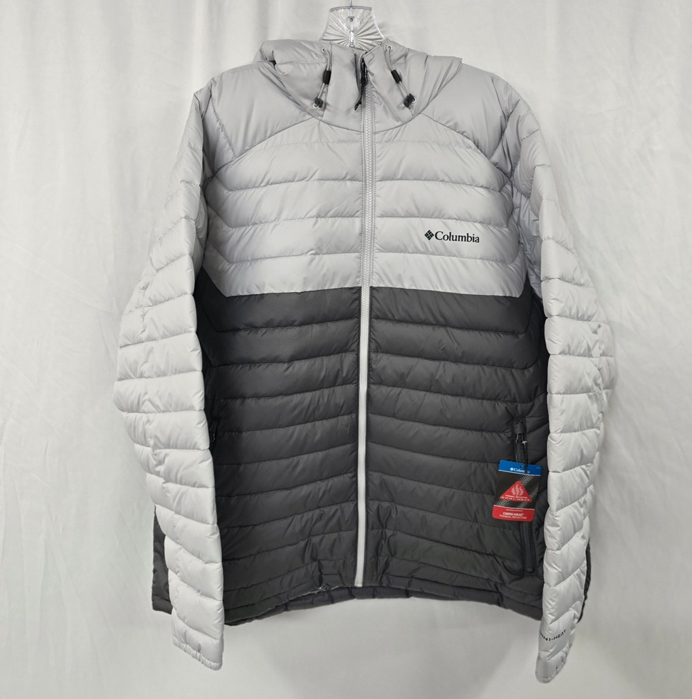 Columbia White Out II Hooded Puffer Jacket Men's XXL Gray Omni Heat XM0477 NWT
